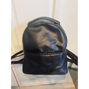 Black Faux Leather Mini Backpack, Lightly Used